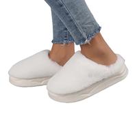 Slippers Women Ladies Unisex Halloween Pumpkin Open Toe Cute for Swollen Feet Women's Mule Comfy Warm Shearling Lightweight Breathable Memory Foam Anti-Slip House Shoes Fluffy Fuzzy White 35