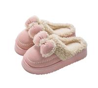 Slippers Women Memory Foam Indoor,Slipper Winter Shoes Womens UK,Cozy Slippers for Winter Shoes with Bow and Design Warm Fleece Lined Indoor Outdoor Comfort (3.5) Pink