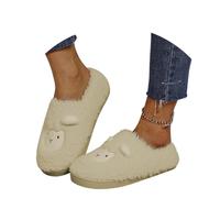 Slippers Women Memory Foam Indoor,Slipper Winter Shoes Womens UK,Cozy Winter Indoor Outdoor Sheepskin Slip On Shoes for Non Sole and Heel Coverage Warm Fleece Lined Slippers (Light Green, 40-41)