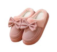 Slippers Women Memory Foam Indoor,Slipper Winter Shoes Womens UK,Cozy Winter Slippers with Bow Detail Soft Fleece Lined Shoes for Indoor Comfort and Warmth Sole (7.5) Pink