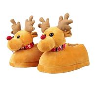 Slippers Women Men Closed Cartoon Christmas Deer Slippers Unisex Mules Slippers Cute Household Shoes Couples Slippers Casual Felt Slippers Plush Slippers, yellow, 8 UK