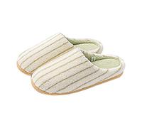 Slippers Women Men Comfortable Plush Slippers Zero-Drop Flat Sole Slippers Autumn Winter Warm Hut Shoes Couples Non-Slip Low Noise Felt Slippers with Fleece Lined, Green, 6 UK