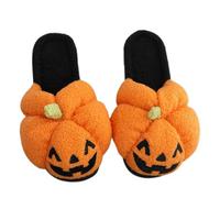 Slippers Women Men Cosy Halloween Slippers for Women Men Soft Fluffy Shoes for Indoor Outdoor Comfortable Warm Winter Slides Women's Shoes 38 Retro, orange, 9 UK
