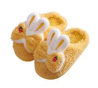Slippers Women Men Winter Non Slip Children Warm Plush Cotton Slippers Parents Child Mother Daughter Cute Home Indoor Girls Slippers S Slippers Girls, yellow, 13 UK Child