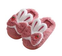 Slippers Women Men Winter Non Slip Children Warm Plush Cotton Slippers Parents Child Mother Daughter Cute Home Indoor Girls Slippers S Slippers Girls, Hot Pink, 11.5 UK Child