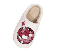 Slippers Women Men Winter Warm Plush Slippers Comfortable Fluffy Slippers Cute Cartoon Felt Slippers Women House Slippers Memory Foam Slippers Fluffy Slippers Lined Mules, White, 4 UK