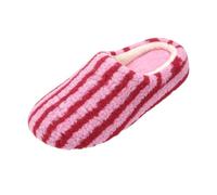 Slippers Women Non-Slip Fleece Closed-Toe Warm Striped House Slippers | Cloud Memory Foam Fluffy Basic Lightweight Cozy Versatile Comfy Winter Casual Classic Indoor & Outdoor Shoes Ladies Mens G5
