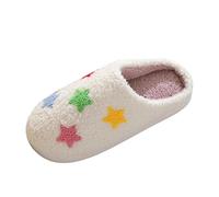 Slippers Women Open Back Mule Embroidery Fluffy Closed Toe Ladies Slippers