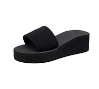 Slippers Women Summer Bohemian Open Toe Fashion Non-Slip Wedge Sequins Beach Shoes Brown Size: 2/2.5 UK