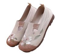 Slippers Women Wide fit Womens Slip On Trainers Casual Non-Slip Low Top Solid Color Sneakers Soft Sole Running Shoes Breathable Mesh Orthopedic Shoes Lightweight Outlet Clearance UK Coffee 6.5