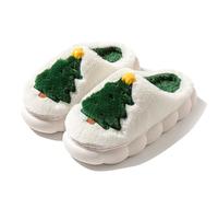 Slippers Women Womens Christmas Men Guest Hotel Fluffy Slipper Soft Reindeer Moose Cookie Man Santa Claus Heart Motif Cozy Indoor Outdoor House Xmas Women's Merry Men's Novelty White 7.5