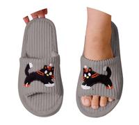 Slippers Women Womens Christmas Men House Ladies Wide Fit Arch Support Shoes for Bedroom Corduroy Crossbands Open Toe Slides Sandals Comfy Merry Men's Novelty Grey 9