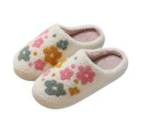 Slippers Women Womens Christmas Men Spa Open Toe Arch Support Shoes for Women's Fluffy Memory Foam Slip on with Cozy Faux Fur Lined House Ladies Unisex Halloween Cute Fuzzy White-A 5.5