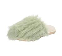 Slippers Women Womens Hotel Shower Women's Flannel Soft Memory Foam Slip on House Shoes Indoor Outdoor Ladies Spa Shoes,Plush Home for Women,Winter Christmas Light Green Size 4