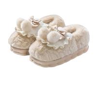 Slippers Women Womens Unisex Halloween Cute Fuzzy Washable Indoor Soft Plush Fluffy Slipper Lightweight House Moose Cookie Man Santa Claus Cozy Pumpkin Beige 3.5
