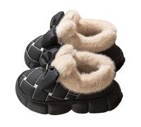 Slippers Women Womens Winter Fashion Bow Wrapped Feet Cozy Clogs Warm Comfortable Leather Upper for Her Cozy House Slippers(Black, 4.5)