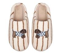 Slippers Womens Christmas Women Men Ladies White Soft Plush Fluffy Slipper Lightweight House Moose Cookie Man Santa Claus Cozy for Merry Men's Novelty Brown 6