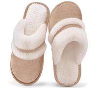 Slippers Womens Christmas Women Men Slipper Cat Size 8 Soft Plush Fluffy Lightweight House Moose Cookie Man Santa Claus Cozy Women's Halloween Pumpkin for Mens Khaki 3