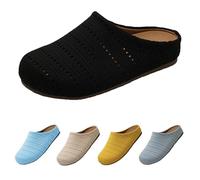 Slippers Women's Closed Non-Slip Summer Platform Shoes Comfortable Breathable with Mesh Fabric Leisure Shoes French Retro Summer Slippers Front Closed Mules, black, 8 UK