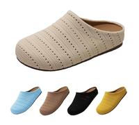 Slippers Women's Closed Non-Slip Summer Platform Shoes Comfortable Breathable with Mesh Fabric Leisure Shoes French Retro Summer Slippers Front Closed Mules, beige, 5 UK