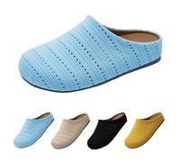 Slippers Women's Closed Non-Slip Summer Platform Shoes Comfortable Breathable with Mesh Fabric Leisure Shoes French Retro Summer Slippers Front Closed Mules, blue, 5 UK