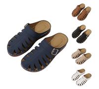 Slippers Women's Closed Summer Wedge Sandals with Soft Footbed Leather Comfortable Sandals Orthopaedic Arch Support Sandals Leisure Comfortable Sports Sandals, Z3 Marine, 6 UK