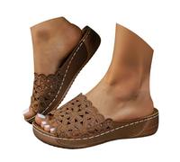 Slippers Women's Comfortable Mules Women's Platform Summer Elegant Slippers Hollow Summer Sandals Breathable Wedge Sandals with Floral Pattern Beach Sandals for Holiday Slippers Casual Slip-On Shoes