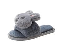 Slippers Women's Felt Open Slippers Women's Plush Pink Warm Lined Winter Shoes Rabbit Ears Mules Slip On Felt Slippers Leisure Felt Slippers Minimalist Slippers Plush, gray, 5 UK