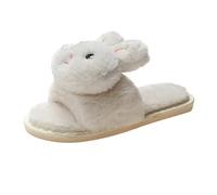 Slippers Women's Felt Open Slippers Women's Plush Pink Warm Lined Winter Shoes Rabbit Ears Mules Slip On Felt Slippers Leisure Felt Slippers Minimalist Slippers Plush, beige, 8.5 UK