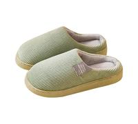 Slippers Women's Men's Memory Foam Flat Felt Slippers Fluffy Slippers Soft Breathable Slippers Warm Corduroy Slippers Non-Slip Mules for Indoor and Outdoor Use, Green, 6 UK