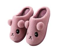 Slippers Women's Men's Slippers Cotton Plush Winter Shoes Autumn and Winter Slippers Cartoon Animals Felt Slippers Comfortable Non-Slip Felt Slippers Warm Soft House Slippers, purple, 9 UK