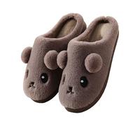 Slippers Women's Men's Slippers Cotton Plush Winter Shoes Autumn and Winter Slippers Cartoon Animals Felt Slippers Comfortable Non-Slip Felt Slippers Warm Soft House Slippers, coffee, 4 UK