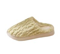 Slippers Women's Men's Winter Warm Slippers Soft Flat Winter Shoes Plush Comfortable Felt Slippers Non-Slip Home Mules Memory Foam Guest Slippers Thick Floor Bed Shoes, Green (green 1), 6 UK