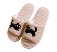 Slippers Women's Open Front Plush Winter Warm Slippers Cosy Soft Slippers with Cute Animal Motif Non-Slip Lightweight House Slippers for Men and Women Slip On Slippers for Bedroom, khaki, 10 UK