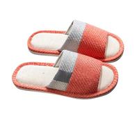 Slippers Women's Open Toe Linen Slippers Comfort Breathable Slippers Lightweight Comfortable Guest Slippers Hotel Slippers Indoor Slippers Non-Slip for Women at Home Hotel, red, 6 UK