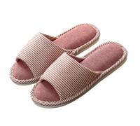Slippers Women's Open Toe Linen Slippers Striped Slippers Comfort Breathable House Slippers Non-Slip Washable Guest Slippers Hotel Slippers Women's Slippers at Home Hotel, a, 8 UK