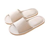Slippers Women's Open Toe Slippers Striped Linen Slippers Indoor Slippers Comfort Breathable House Slippers Non-Slip Guest Slippers Hotel Slippers Women's Slippers at Home Hotel, beige, A