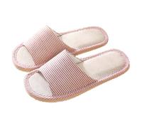 Slippers Women's Open Toe Slippers Striped Linen Slippers Indoor Slippers Comfort Breathable House Slippers Non-Slip Guest Slippers Hotel Slippers Women's Slippers at Home Hotel, red, A
