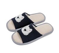 Slippers Women's Open Toe Slippers Summer Linen Slippers Breathable Guest Slippers Cute Cartoon House Slippers Non-Slip Cosy Hotel Slippers Indoor Bedroom Slippers, navy, 8 UK