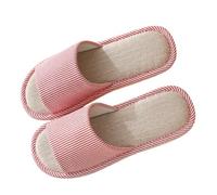 Slippers Women's Open Toe Slippers Summer Linen Slippers Breathable Guest Slippers Hotel Slippers Non-Slip Comfortable Slippers Indoor Bedroom Slippers Women's Slippers, red, 8 UK