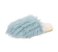 Slippers Women's Open Toe Women Towelling House Shoes Mule Comfy Warm Shearling Lightweight Breathable Memory Foam Anti-Slip for Hotel Bride White Soft Plush Blue Size 5
