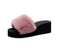 Slippers Women's Plush Pink - Slippers Women's Plush Slippers - Fluffy Flip Flops Women's Winter Warm Slippers Memory Foam Plush Slippers Comfortable Slippers Unisex Winter Shoes, pink, 14