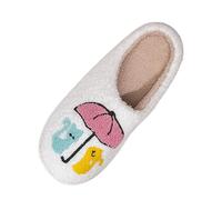 Slippers Women's Plush Slippers Men's Warm Slippers Cute Cartoon Felt Slippers Memory Foam Slippers Fluffy Slippers Lined Mules House Slippers Comfortable Hut Shoes, White, 4 UK