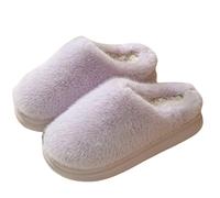 Slippers Women's Plush Slippers, Winter Warm Silppers Lined Mules, Comfortable House Slippers, Lightweight Inner Shoes, Fluffy Home Shoes, Memory Foam Slip-On Shoes, Large Size House Shoes, purple, 6
