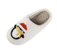 Slippers Women's Plush Slippers Women Men Pair Winter Christmas Penguin Warm Cotton Non-Slip Mules Mute Couples Home Shoes Funny Slippers Comfortable Unisex Slippers, White, 8.5 UK