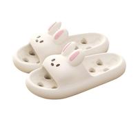 Slippers Women's Rabbit Ears, Women's Shoes Slippers Non-Slip Mules Cute Slides EVA Bathing Shoes Quick-Drying Beach Shoes Open Toe Summer Shoes Casual Flat Sandals, White, 8 UK