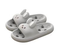 Slippers Women's Rabbit Ears, Women's Shoes Slippers Non-Slip Mules Cute Slides EVA Bathing Shoes Quick-Drying Beach Shoes Open Toe Summer Shoes Casual Flat Sandals, gray, 8 UK