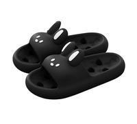 Slippers Women's Rabbit Ears, Women's Shoes Slippers Non-Slip Mules Cute Slides EVA Bathing Shoes Quick-Drying Beach Shoes Open Toe Summer Shoes Casual Flat Sandals, black, 8 UK