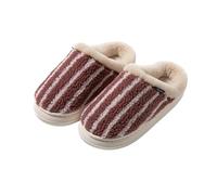 Slippers Women's Retro Slippers Thick Non-Slip Sole Slippers Cotton Thick Warm House Slippers Indoor Silent Slippers with Open Heels, red, 3.5 UK