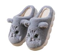 Slippers Women's Simple Stylish Slippers Thickened Warm Cotton Slippers Soft Comfortable Felt Slippers Memory Foam Lined Cartoon Animal Print Hat Shoes Many Funny Designs, gray, 9 UK